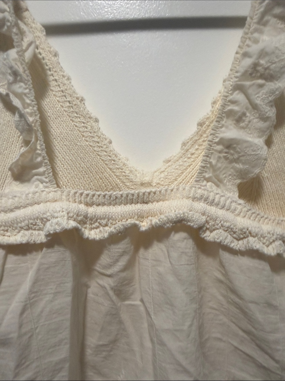 Zara Cream Crochet & Knit Tie-Front Tank - Picture 10 of 13